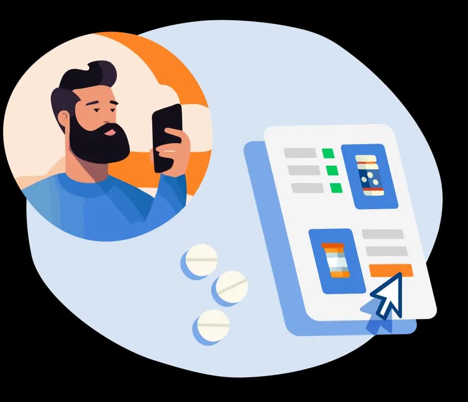 Illustration eines Mannes mit Telefon